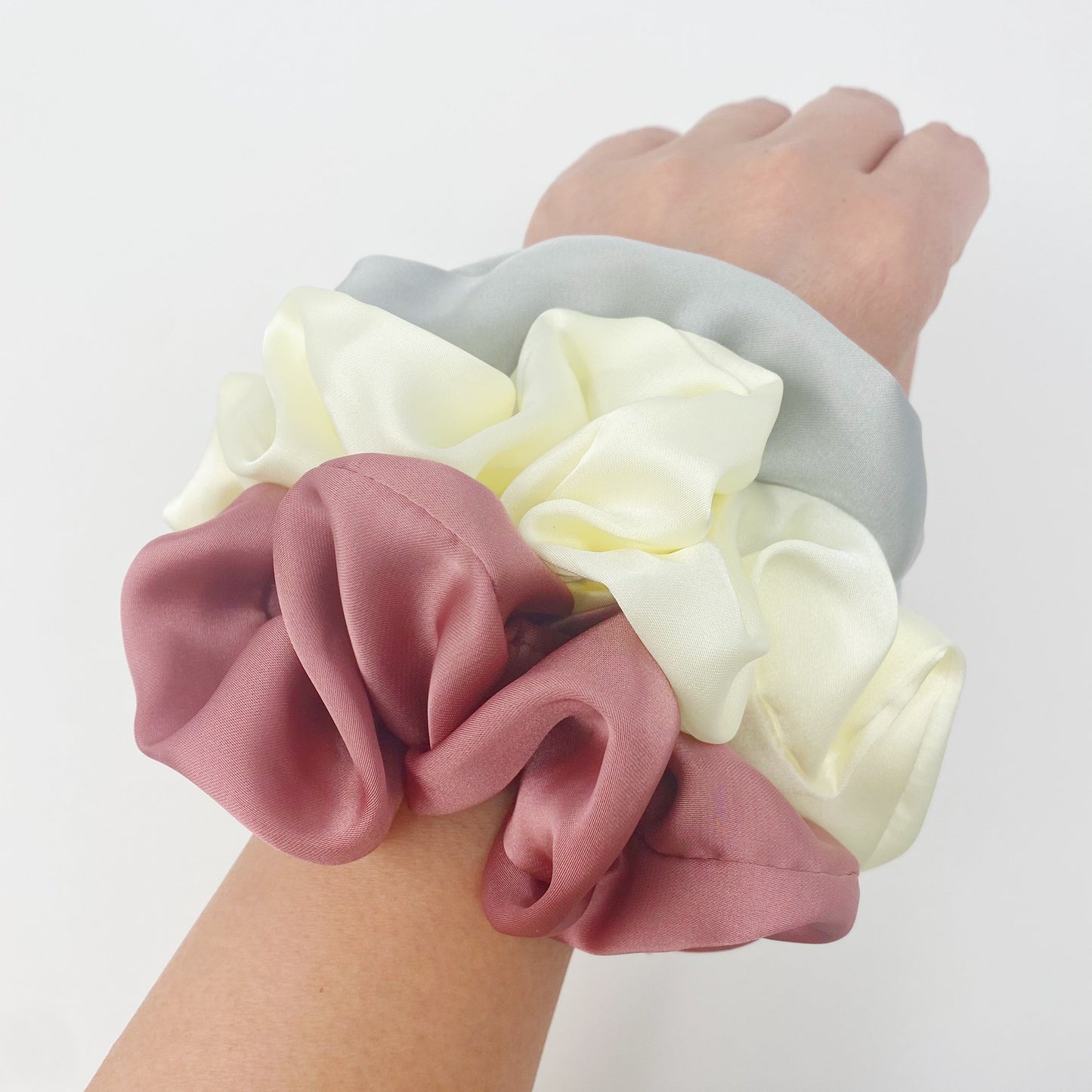 Soft and Full Satin Scrunch Set of 3