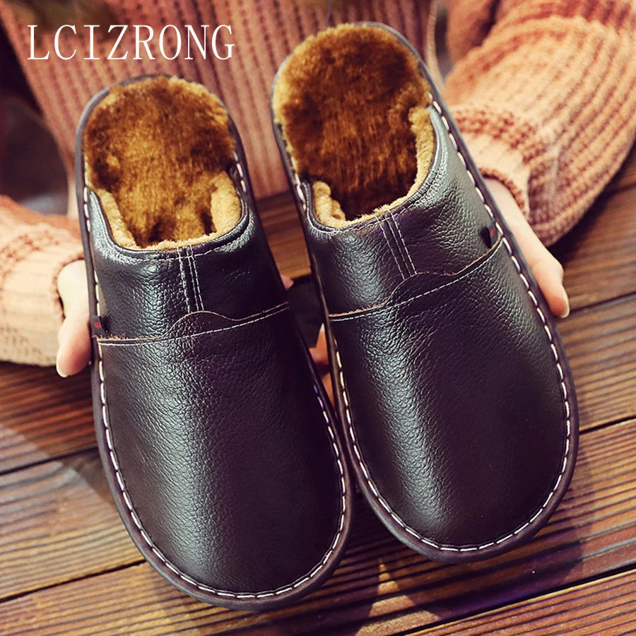 LCIZRONG Men's Leather Home Slippers